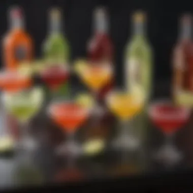 Diverse Mini Margarita Variations Colorful array of mini margarita variations