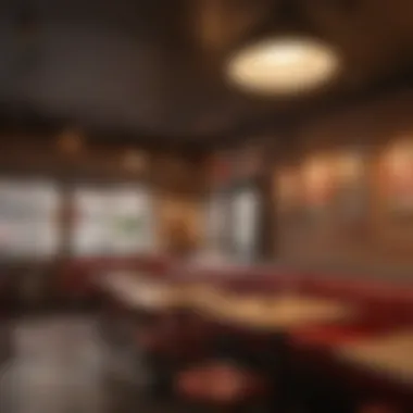 Pizzeria Atmosphere An inviting pizzeria interior with vibrant decor and cozy seating