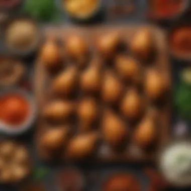 Ingredients laid out for making deep fried wings with spices and herbs
