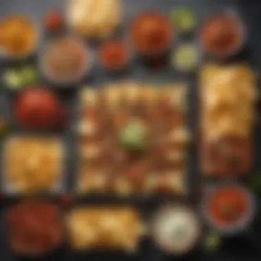 Colorful Gameday Appetizers A vibrant spread of gameday appetizers featuring nachos and salsa