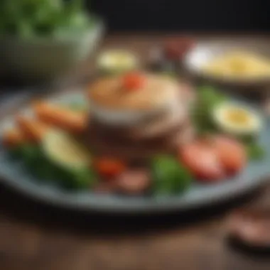 Balanced Keto Meal An elegant arrangement of a well-balanced keto meal featuring fresh ingredients.