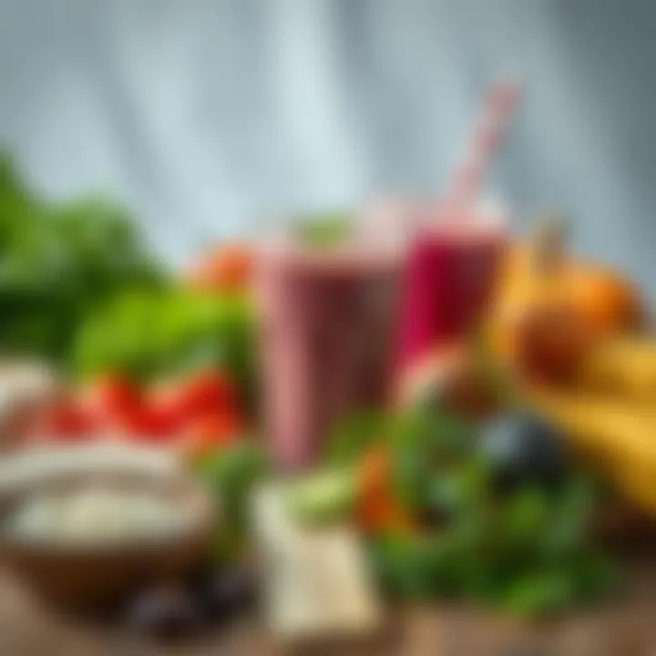 Selection of nutritious ingredients for smoothie