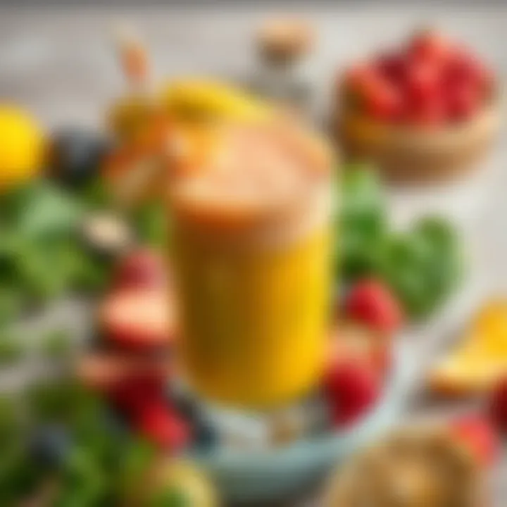 Vibrant smoothie with fresh fruits and greens