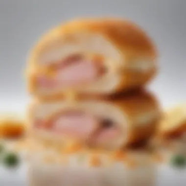 Delicious Filling of Chicken Cordon Bleu A cross-section of Chicken Cordon Bleu revealing its delicious filling.