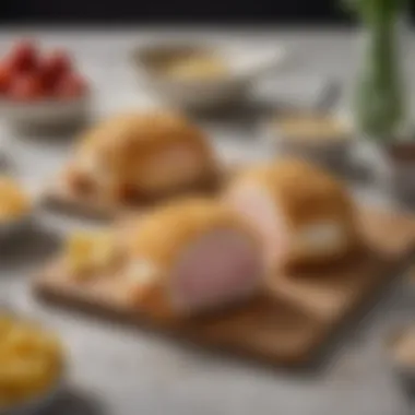 Essential Ingredients for Chicken Cordon Bleu Ingredients for Chicken Cordon Bleu arranged on a kitchen countertop.
