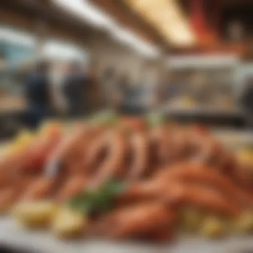 Freshly caught seafood displayed at Pike Place Market