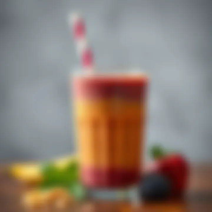 A beautifully blended smoothie in a glass, showcasing its rich color and texture.
