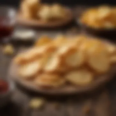 Homemade cheese crisps arranged on a rustic wooden table.