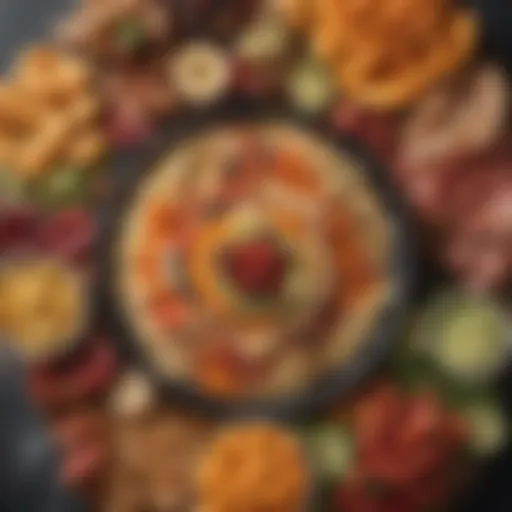 A vibrant assortment of colorful low-carb snacks arranged beautifully on a platter.