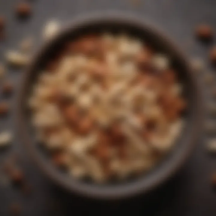 An elegant bowl filled with assorted nuts and seeds for a quick low-carb treat.