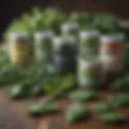 Vibrant selection of greens supplements in various packaging