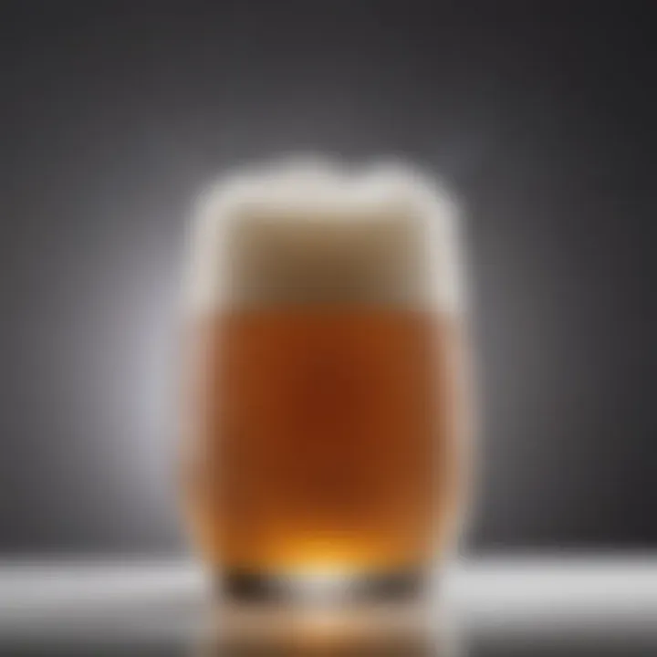 Close-up of a frothy non-alcoholic beer in a glass