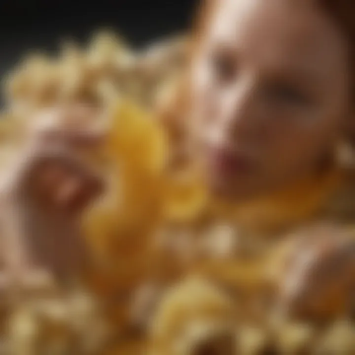 A close-up of ginger and honey, natural ingredients beneficial for respiratory health.