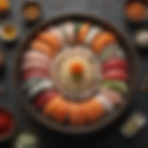 An artistic arrangement of sushi bowl ingredients showcasing freshness and variety