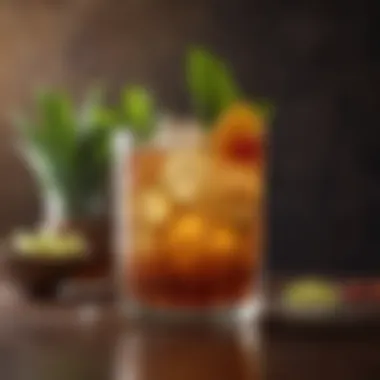 Artistic Presentation of Mai Tai and Amaretto Ingredients Artistic representation of cocktail ingredients beautifully arranged