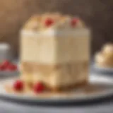 A decadent slice of cheesecake ice cream cake showcasing layers of creamy cheesecake and smooth ice cream.