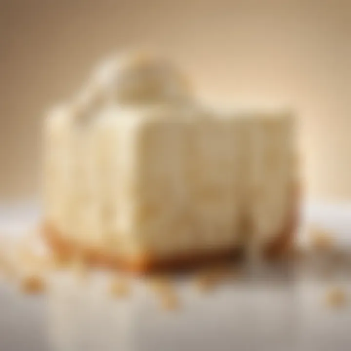 Close-up of the rich and creamy texture of cheesecake ice cream, highlighting its smooth consistency.