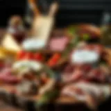 A beautifully arranged charcuterie board featuring regional cheeses and cured meats