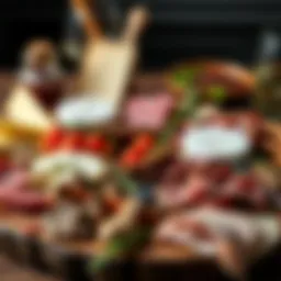 A beautifully arranged charcuterie board featuring regional cheeses and cured meats