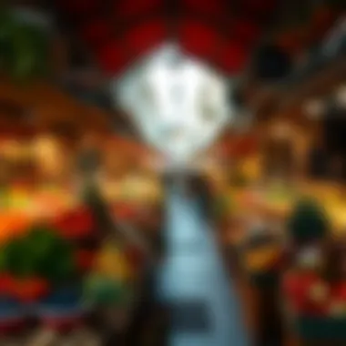 A picturesque view of a bustling French market with fresh produce and local delicacies