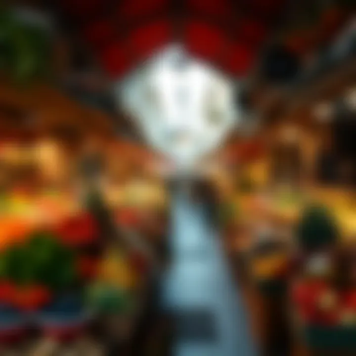 A picturesque view of a bustling French market with fresh produce and local delicacies