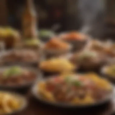 Tex-Mex Culinary Traditions A colorful array of local Tex-Mex dishes served in a traditional setting