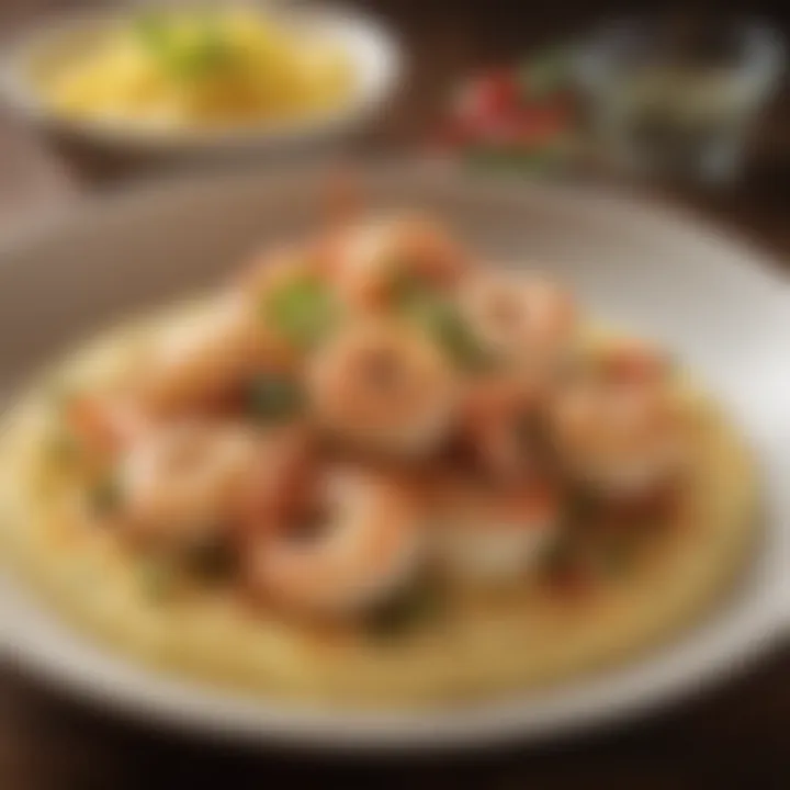 A vibrant plate of shrimp and grits showcasing the dish's textures and colors.