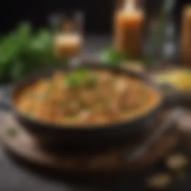 Traditional Stroganoff Presentation An elegant dish of traditional Stroganoff garnished with parsley