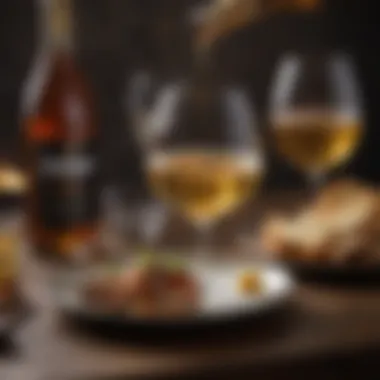 Culinary Pairing Experience Artful arrangement of bourbon and prosecco with complementary dishes