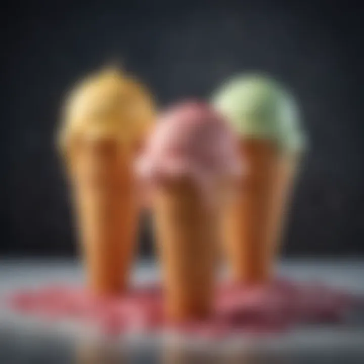 Variety of colorful ice cream flavors made with dual maker