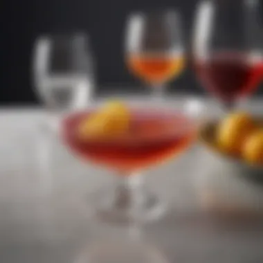 Artfully staged coupe glass with gourmet dish