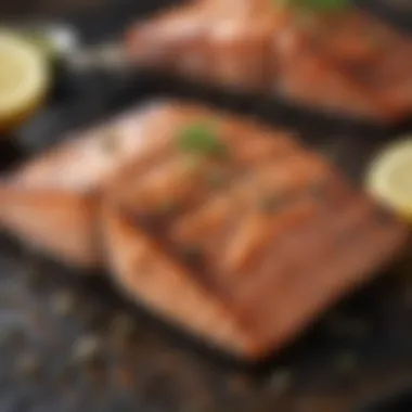 Organic salmon being grilled to perfection