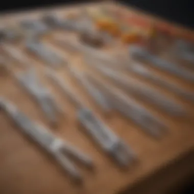 Material Selection of Small Tongs Selection of small tongs made from various materials displayed neatly.