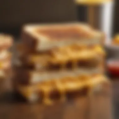 Perfectly Toasted Grilled Cheese Delight Golden-brown grilled cheese sandwich with a melted cheese center.