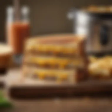 Creative Ingredients for Gourmet Grilled Cheese Assorted ingredients for gourmet grilled cheese sandwiches on a countertop.
