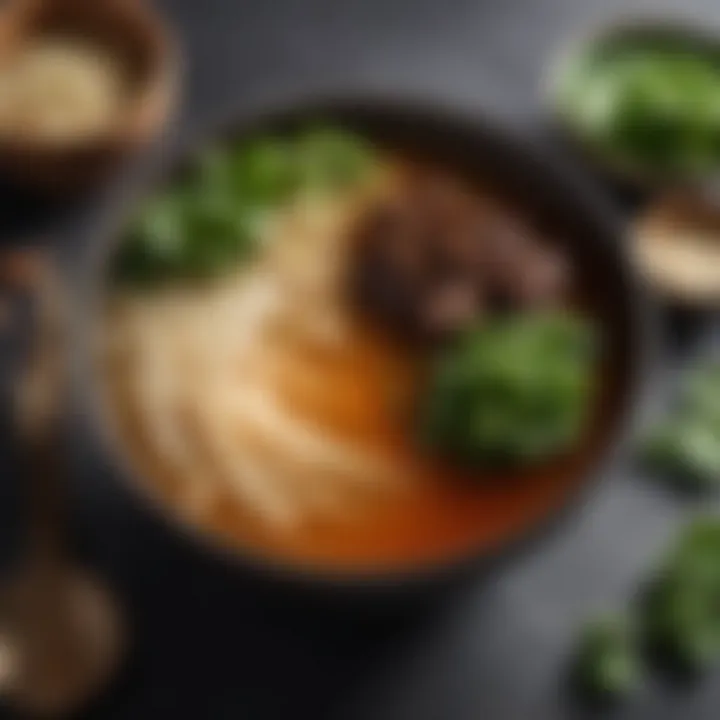 Close-up of miso paste and fresh ingredients highlighting their textures