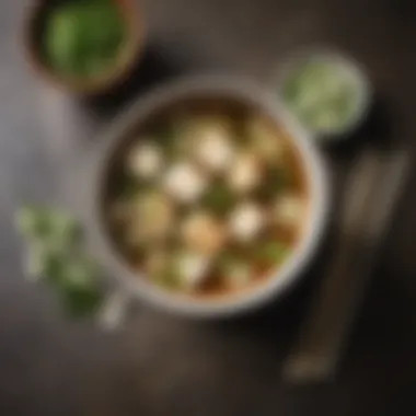 Vibrant Miso Soup with Tofu and Scallions A vibrant bowl of miso soup garnished with scallions and tofu