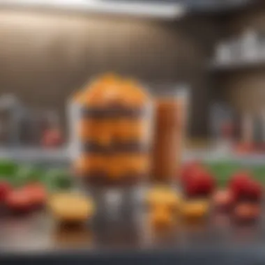 A futuristic concept of innovative health food products on display
