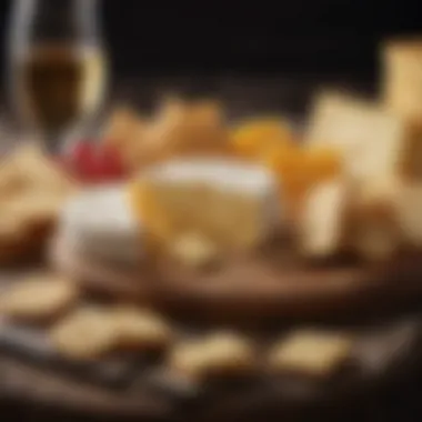 Cheese and Cracker Pairing Showcase An array of cheeses paired with complementary crackers