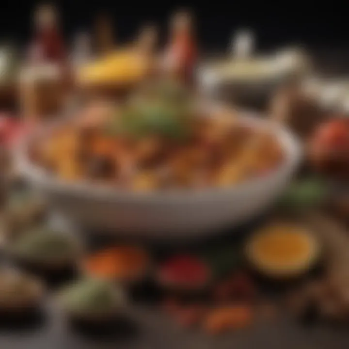 An array of gourmet ingredients showcasing vibrant spices and condiments