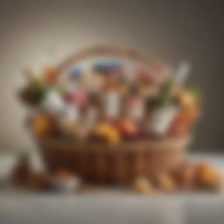 A visually stunning gift basket featuring an assortment of culinary delights