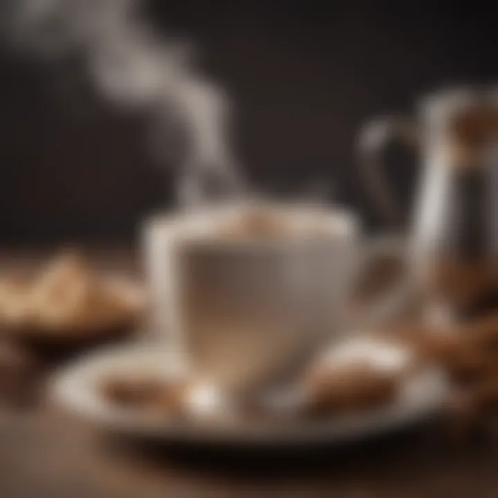 A steaming cup of chai tea with spices surrounding it