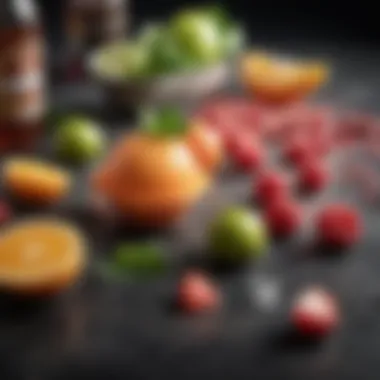 Essential Ingredients for Mocktail Bombs Ingredients laid out for crafting mocktail bombs