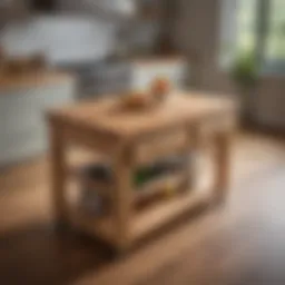 Elegant movable kitchen island showcasing a butcher block top