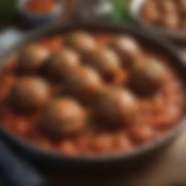 An artistic display of meatballs in a cultural context