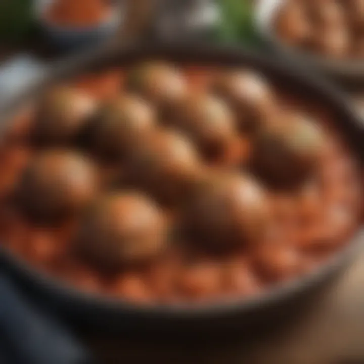 An artistic display of meatballs in a cultural context