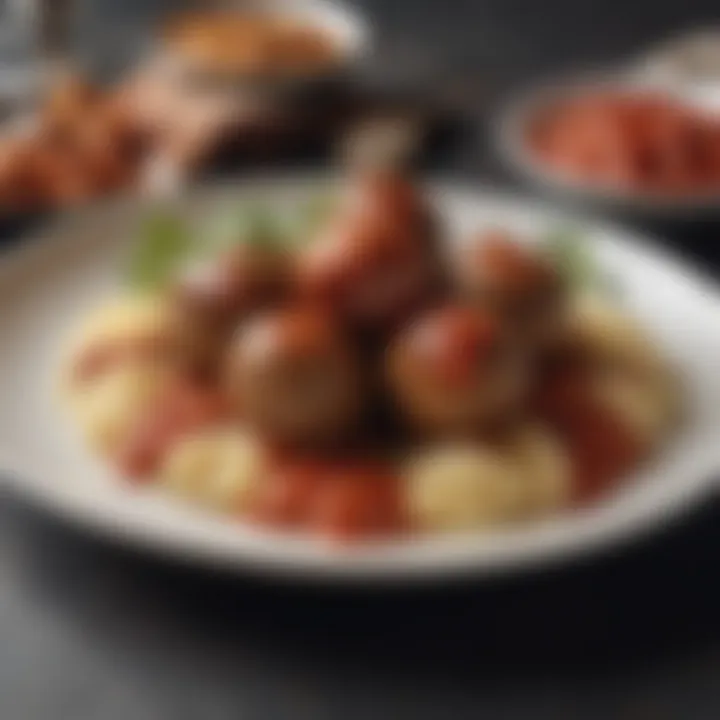 A beautifully plated dish showcasing finished meatballs with sauce
