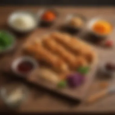 Ingredients for Chicken Katsu Sauce An array of ingredients used in making chicken katsu sauce displayed artfully on a wooden table.
