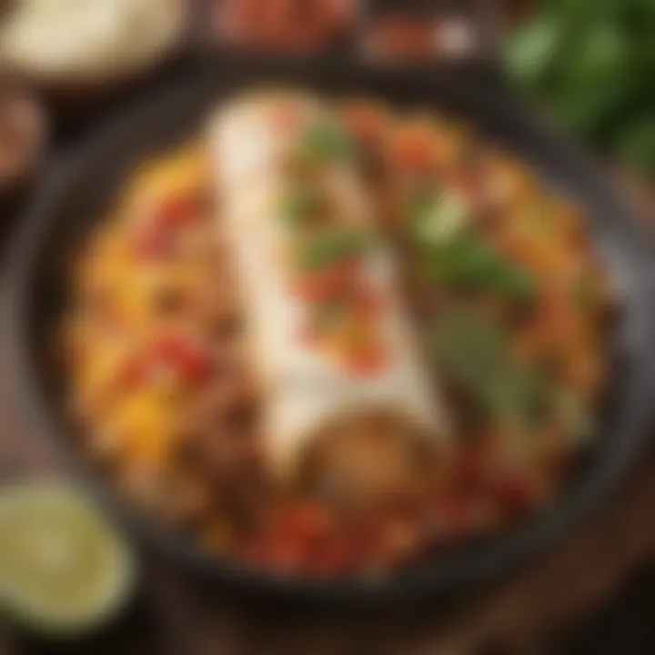 A beautifully plated ranch enchilada with vibrant colors and rich textures