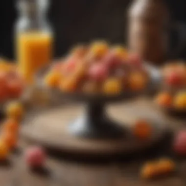Adapting Traditional Sweets A historical context of traditional sweets adapted for diabetes, presented attractively in a rustic setting